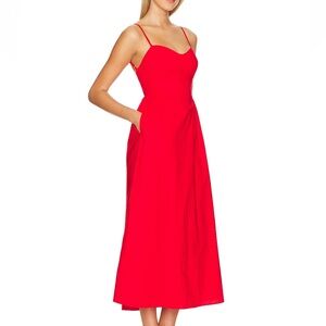 Show Me Your MuMu Midi Dress in Cherry Poplin